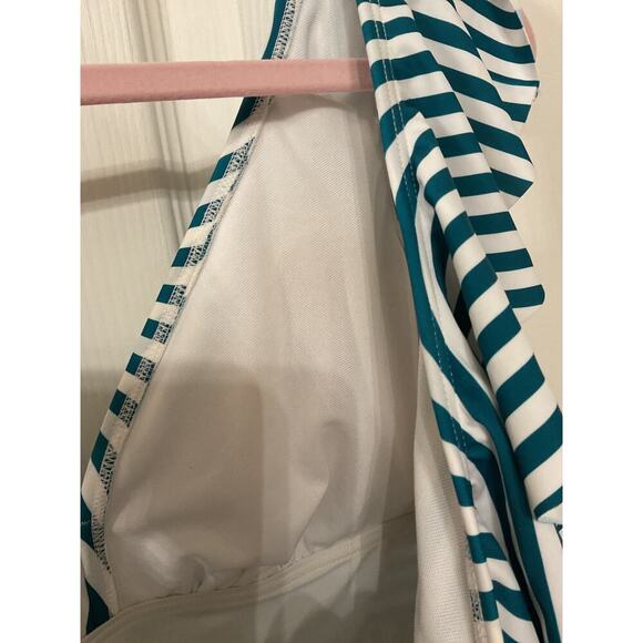 Cocoship Women's 1 Piece V-Neckline Striped Backless Ruffled Swimsuit, 10 - Picture 5 of 5